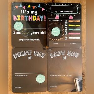 Milestone Chalkboards (set of 4) with Chalk - Birthday, First Day of School NEW